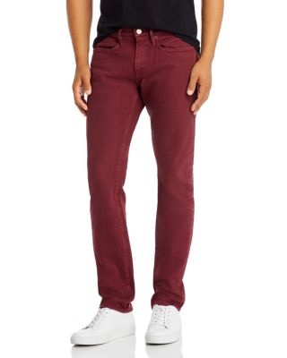 maroon denim jeans