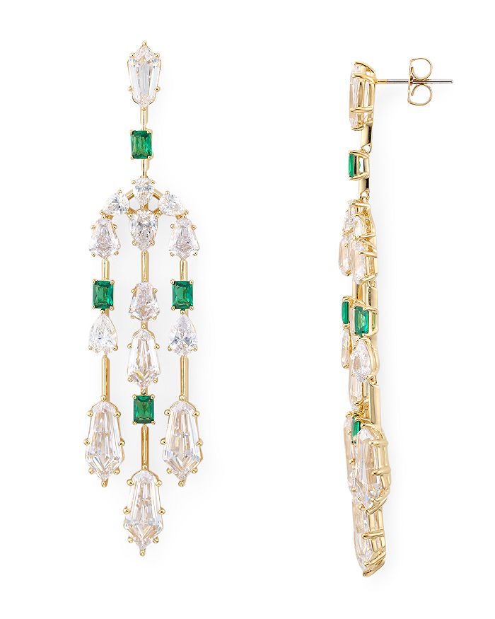 Nadri Eliza Chandelier Earrings In Green/gold