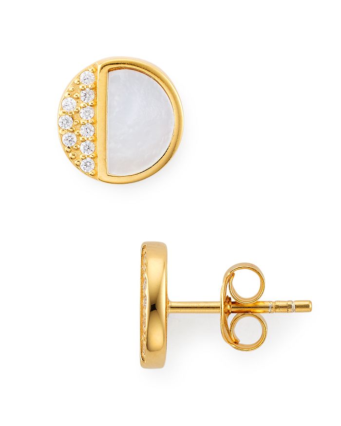 Argento Vivo Circle Stud Earrings In 18k Gold-plated Sterling Silver In White/gold
