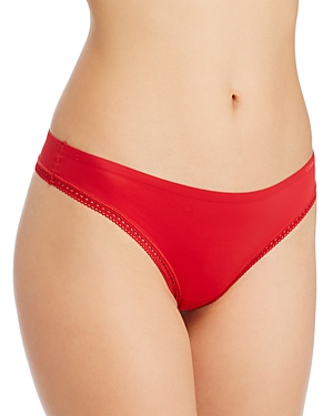 Calvin Klein Liquid Touch Lace-trimmed Thong In Temper