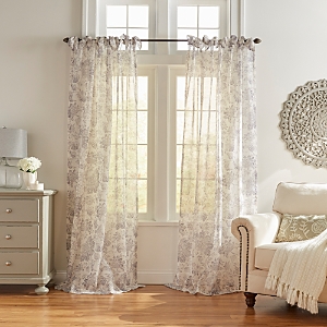 Elrene Home Fashions Westport Floral Tie-top Sheer Curtain Panel, 52 X 95 In Gray