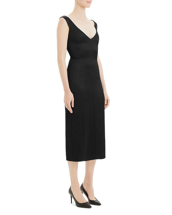 Theory Paneled Off-shoulder Midi Dress In Black | ModeSens