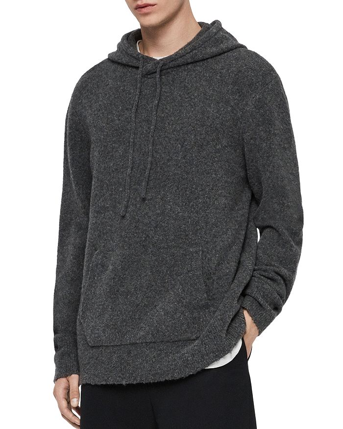 Allsaints Kez Hooded Sweater In Charcoal Marl