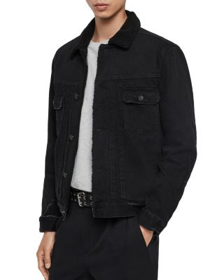 shearling lined denim jacket mens