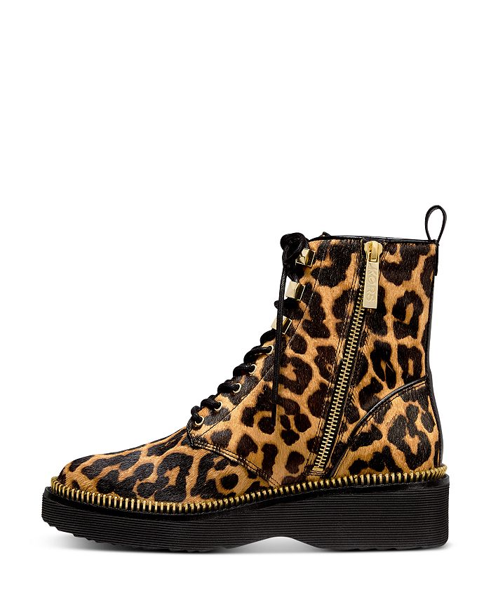 Michael Michael Kors Haskell Leopard-print Calf Hair Combat Boots In Cheetah Print Calf Hair