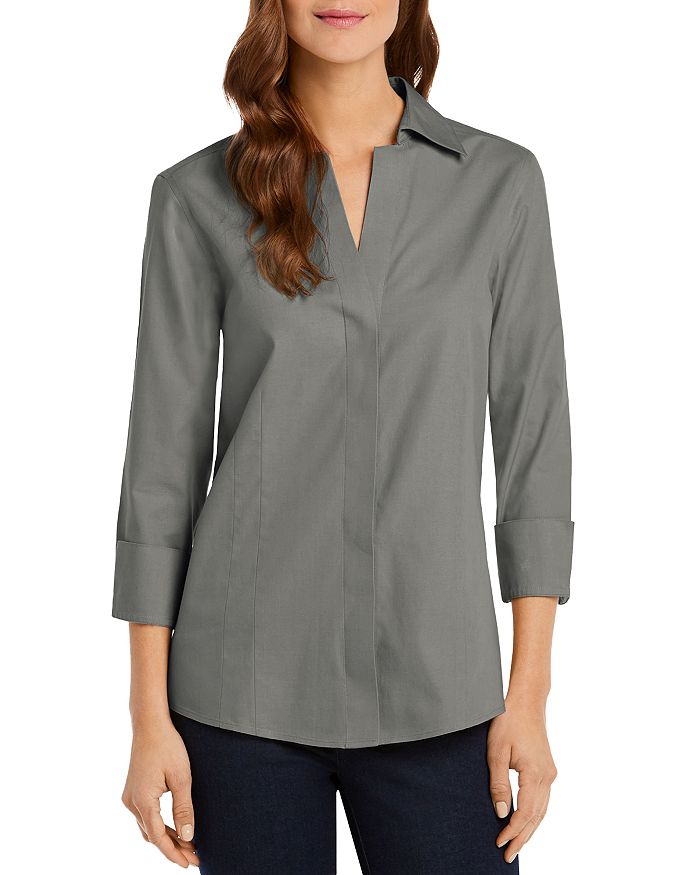 Foxcroft Taylor Non-iron Button-down Top In Bayleaf