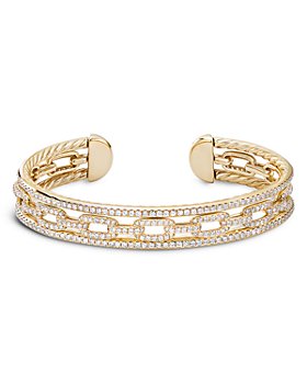David Yurman - 18K Yellow Gold Stax Three-Row Chain Link Bracelet with Diamonds