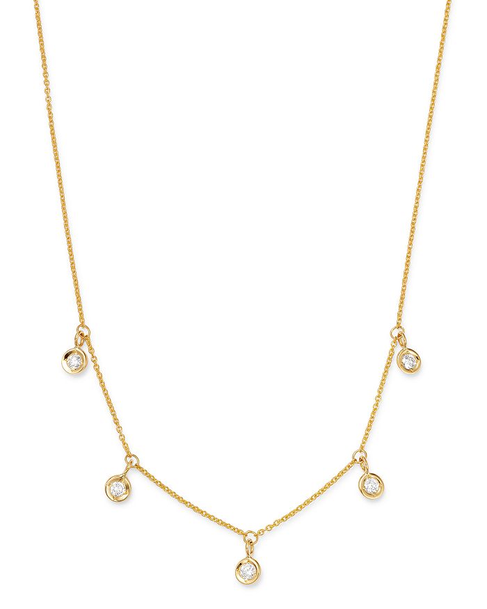 ROBERTO COIN 18K YELLOW GOLD DIAMONDS BY THE INCH DANGLING DROPLET NECKLACE, 18,530009AYCHX0