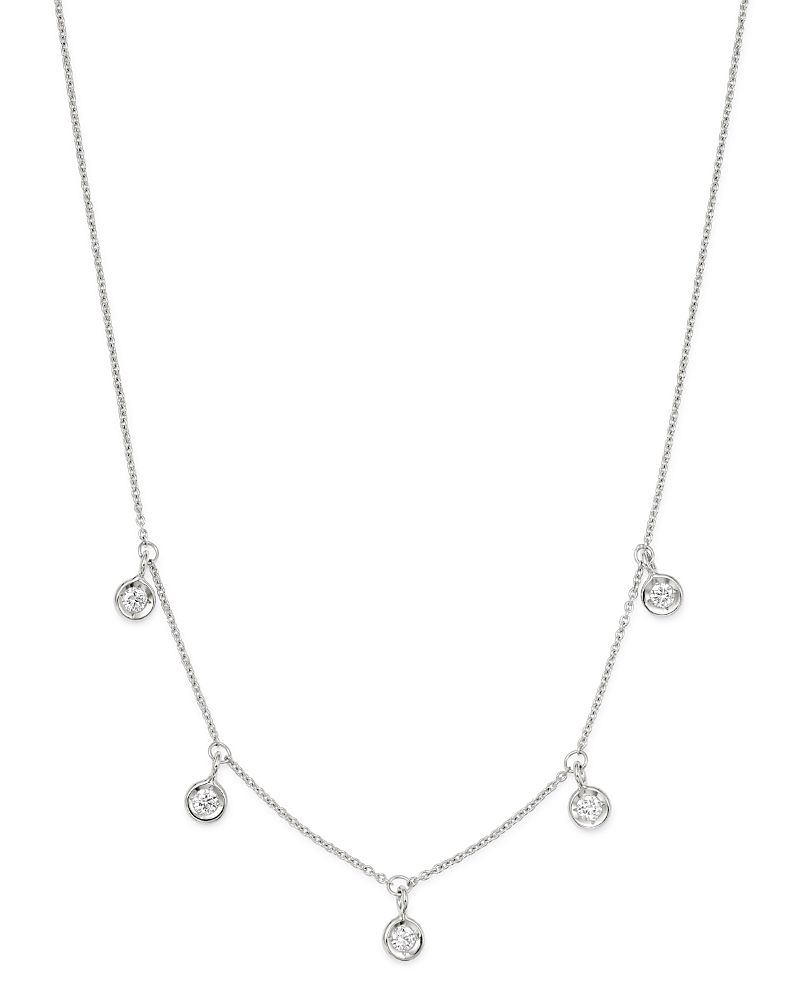 Roberto Coin 18k White Gold Diamonds By The Inch Dangling Droplet Necklace, 18 In White Gold