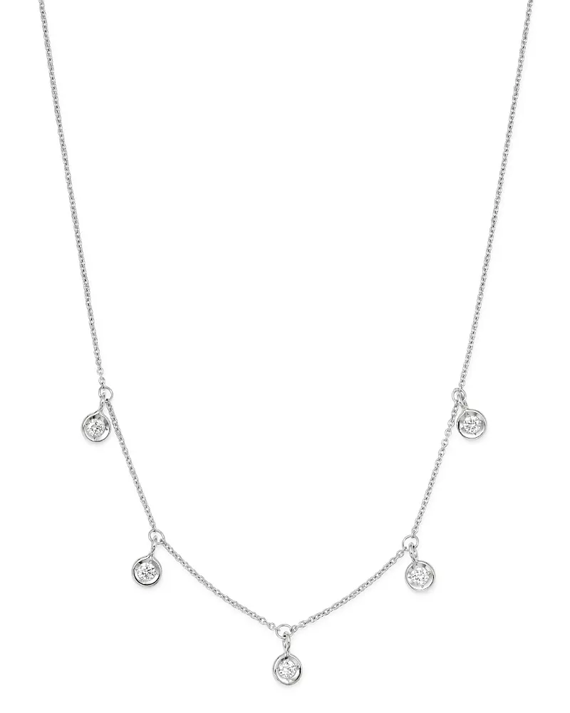 Roberto Coin 18K White Gold Diamonds By The Inch Dangling Droplet Necklace, 18