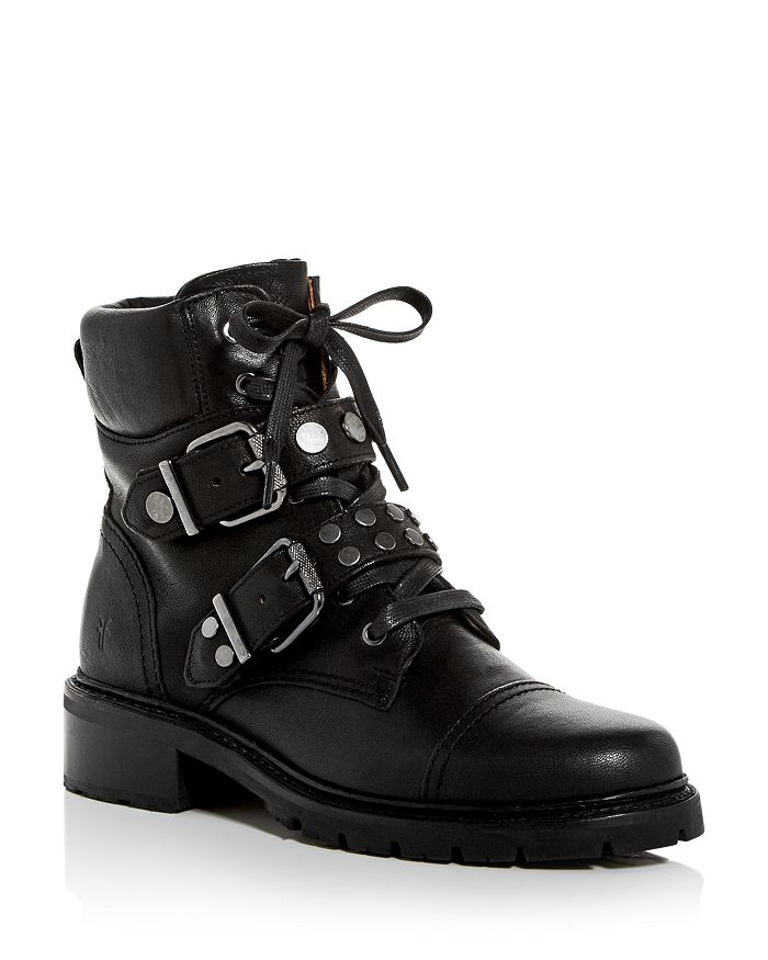 Frye Samantha Stud Hiker Boots Women's Shoes In Black | ModeSens