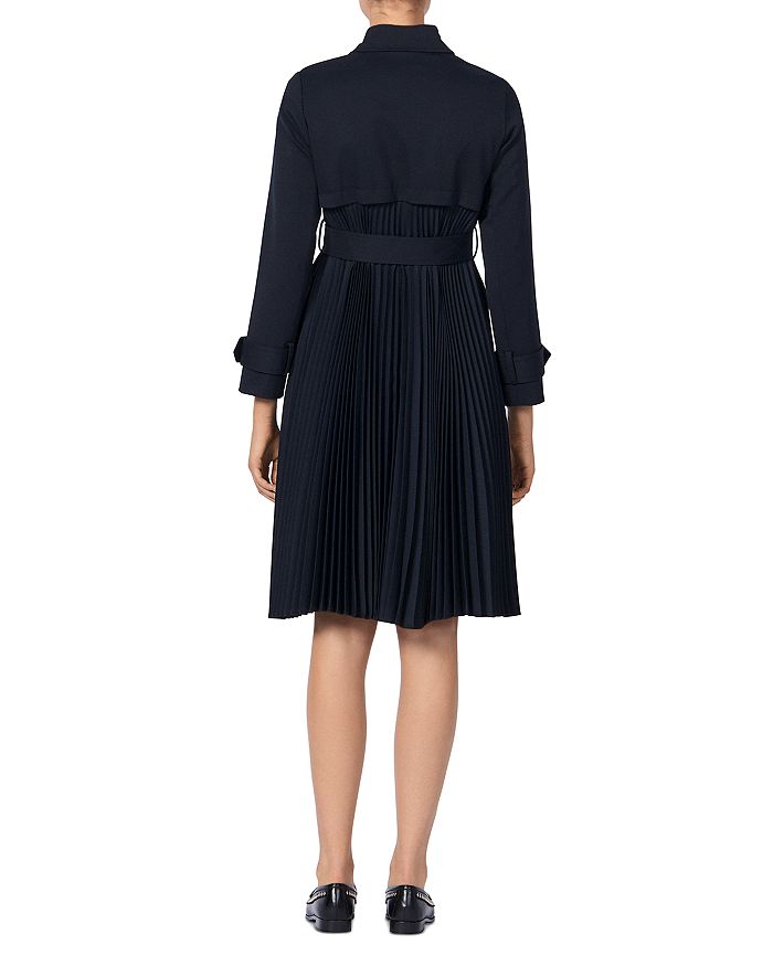 Shop Sandro Pleat-back Trench Coat In Navy Blue