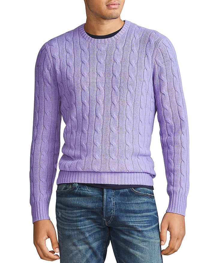 Polo Ralph Lauren Cable-knit Cashmere Regular Fit Sweater In Maidstone Purple Heather