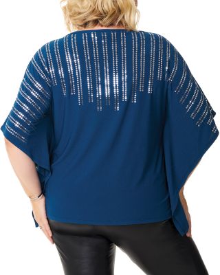 plus size blue sequin top