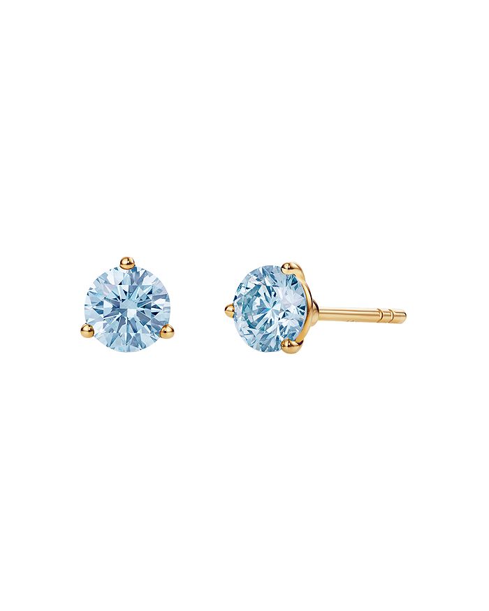 Lightbox Jewelry Solitaire Lab-grown Diamond Stud Earrings In Blue/gold