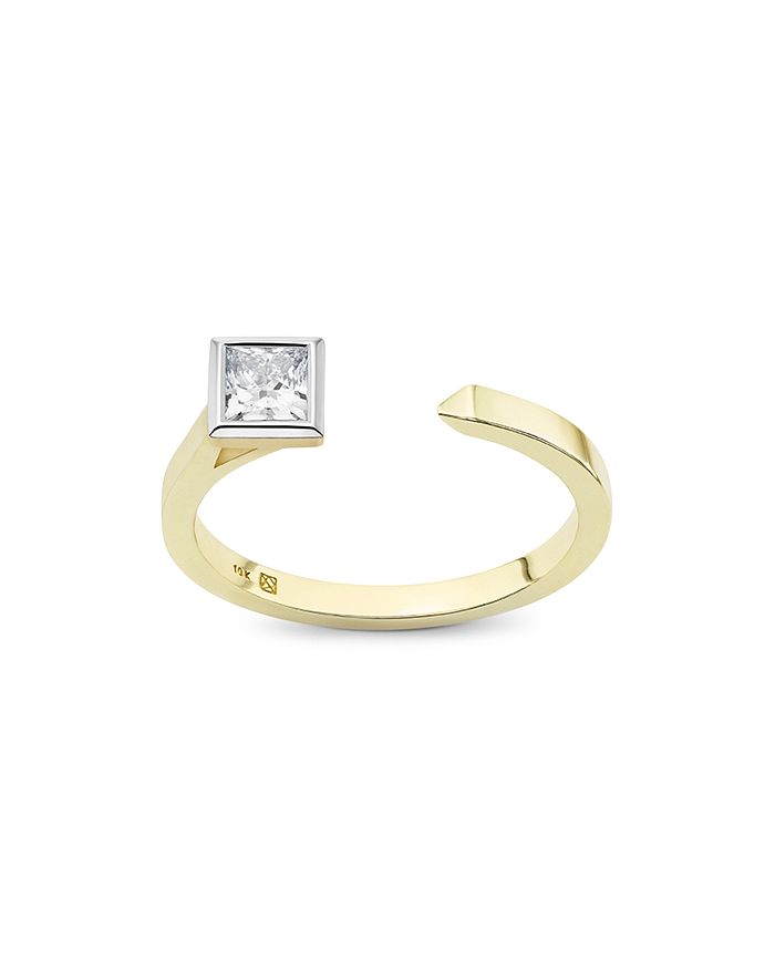 Lightbox Jewelry Princess Open Top Lab-grown Diamond Ring In White/gold