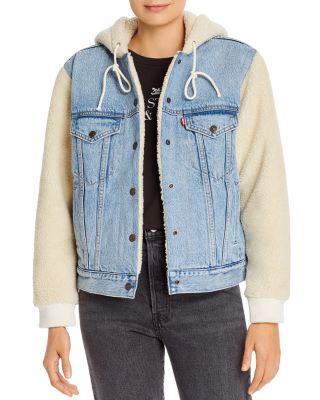 sherpa sleeve denim jacket