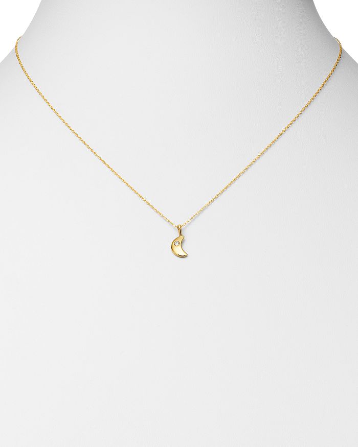 Shop Bloomingdale's Diamond Moon Pendant Necklace In 14k Yellow Gold, 0.03 Ct. T.w. - 100% Exclusive In White/gold