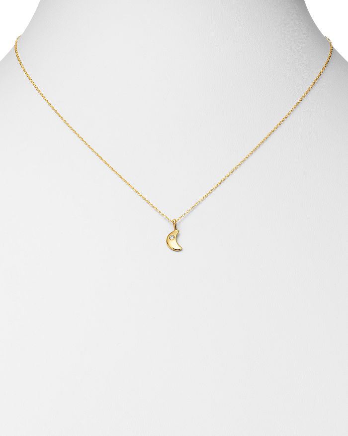 Bloomingdale's Diamond Moon Pendant Necklace In 14k Yellow Gold, 0.03 Ct. T. W. - Exclusive In White/gold