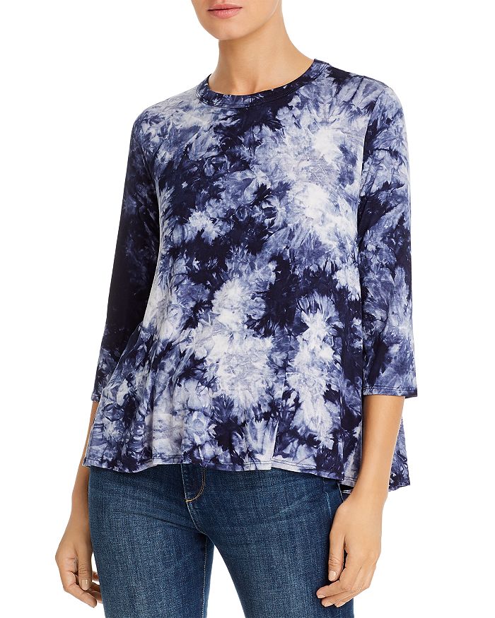 Kim & Cami Tie-dyed Top In Navy