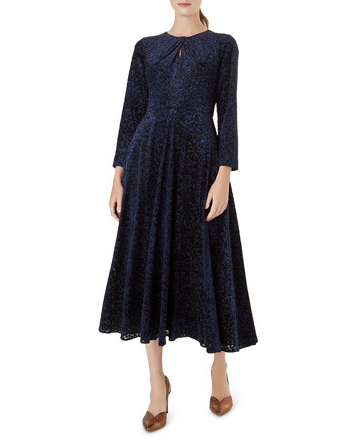 HOBBS LONDON NEVA LEOPARD VELVET BURNOUT DRESS 021953161019L00