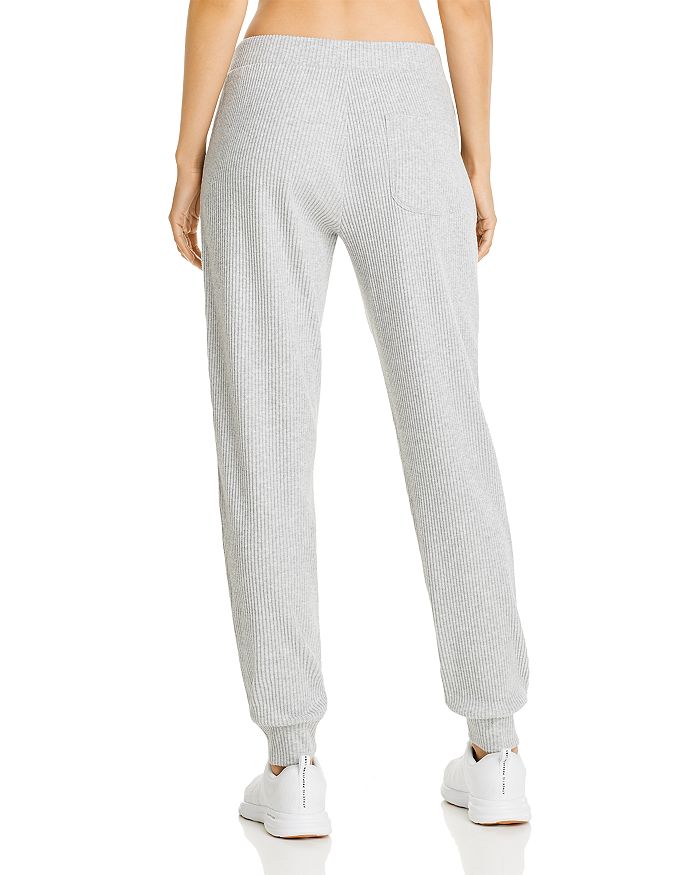 Shop Alo Yoga Muse Rib-knit Sweatpants In Athletic Heather