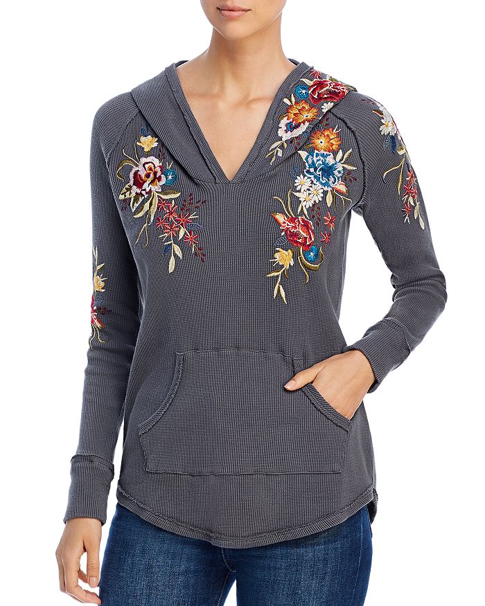 Johnny Was Isla Embroidered Waffle-Knit Hoodie | Bloomingdale's