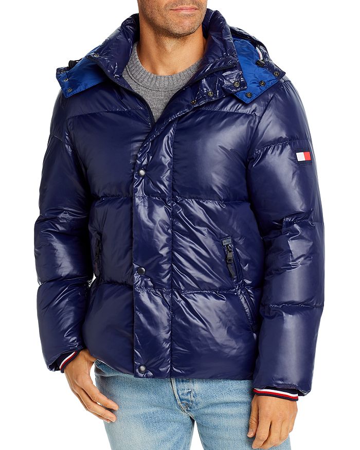 Tommy Hilfiger Hooded Quilted Jacket In Navy