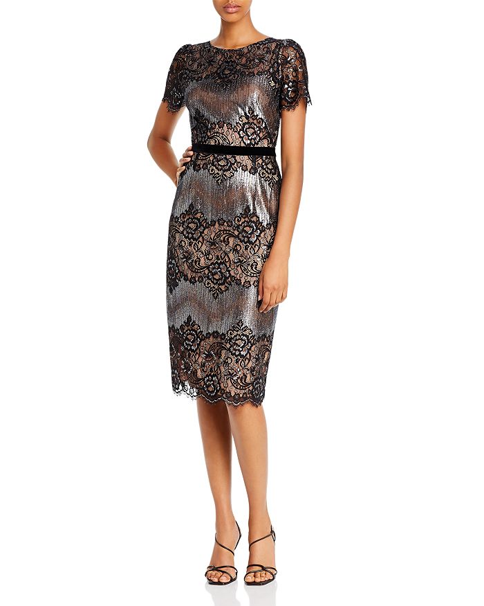 Bcbgmaxazria Metallic Lace Cocktail Dress In Gunmetal ModeSens