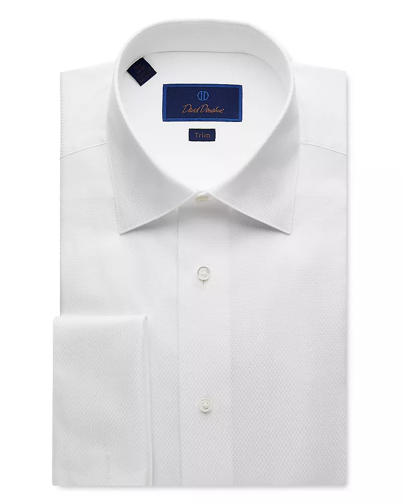 David Donahue Dobby Weave French Cuff Trim Fit Formal Shirt