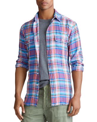 Polo Ralph Lauren Plaid Linen Custom Fit Shirt | Bloomingdale's