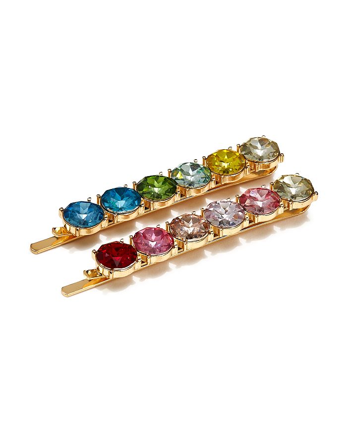 Aqua Ombre Rhinestone-encrusted Bobby Pins, Set Of 2 - 100% Exclusive In Multi