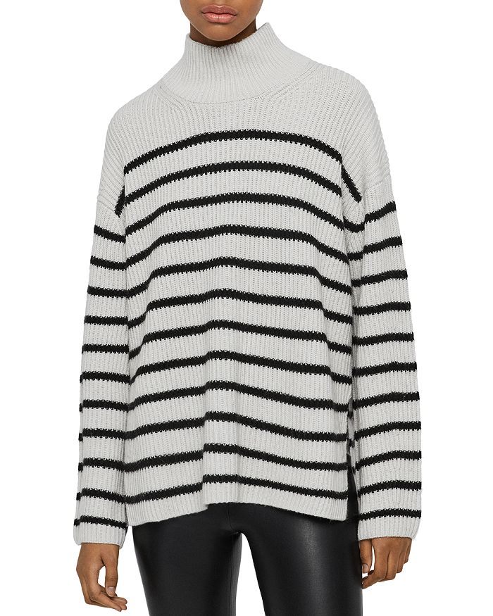 Allsaints Melody Striped Sweater In Porcelain/black