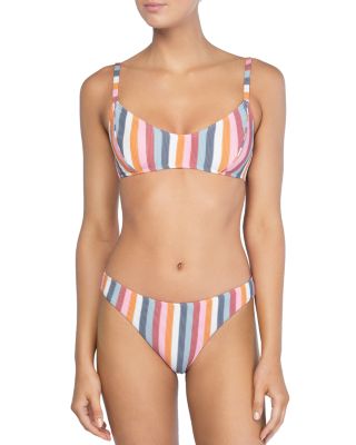 multi colored striped swimsuit