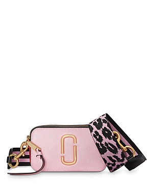 Marc Jacobs Snapshot Leather Crossbody In Powder Pink/gold