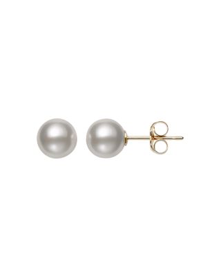 Bloomingdale's Fine Collection - Akoya Pearl Stud Earrings in 14K Yellow Gold