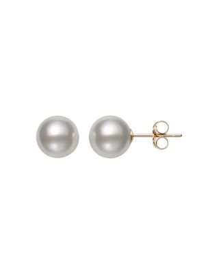 Bloomingdale's Fine Collection - Akoya Pearl Stud Earrings in 14K Yellow Gold