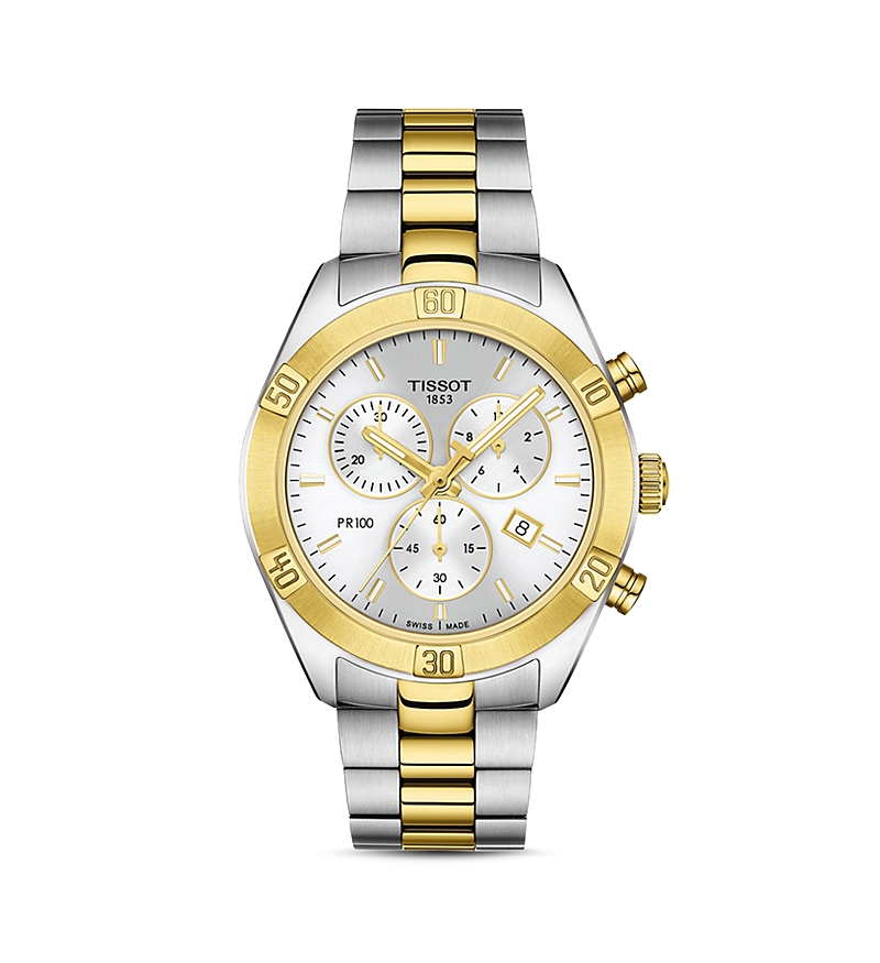 Tissot Pr 100 Sport Chic Two-Tone Link Bracelet Chronograph, 38mm