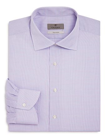Canali Dobby Micro Check Regular Fit Dress Shirt | Bloomingdale's