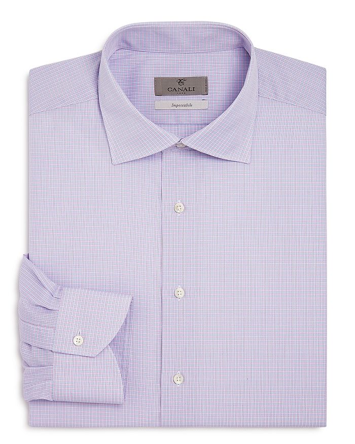 Canali Dobby Micro Check Regular Fit Dress Shirt In Blue