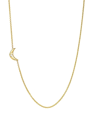 Zoe Lev 14K Yellow Gold Diamond Moon Necklace, 18