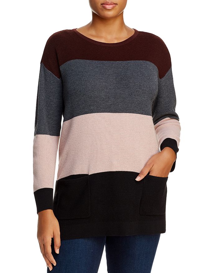 VINCE CAMUTO PLUS WAFFLE-KNIT POCKET SWEATER,9259229