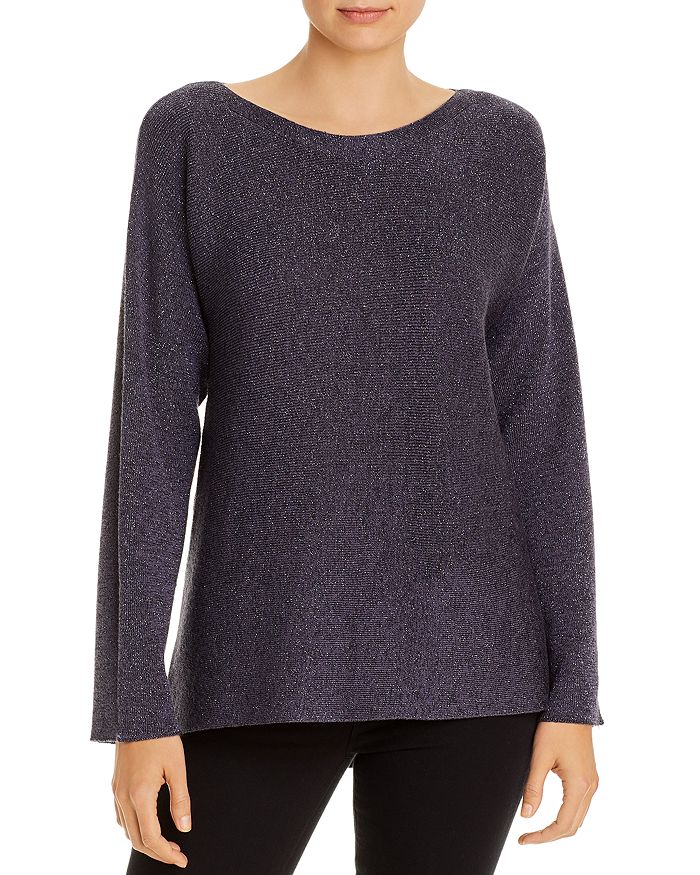 Eileen Fisher Metallic Boatneck Sweater - 100% Exclusive In Blue Shale ...