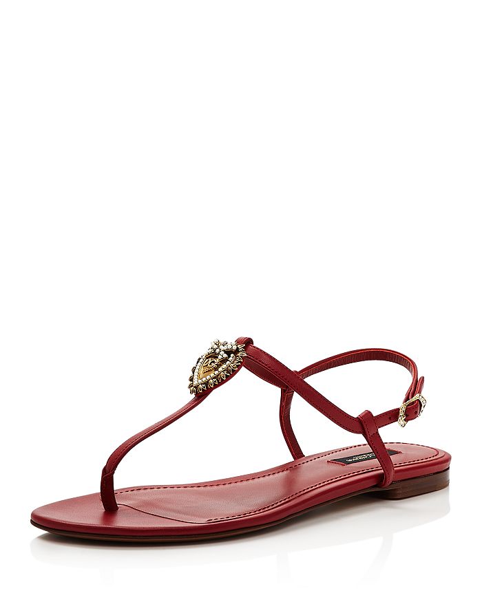 Dolce & Gabbana Women's Embellished Thong Sandals In Poppy Red