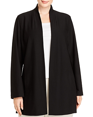 Eileen Fisher Plus Long Stand-Collar Jacket
