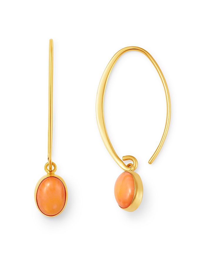 Bloomingdale's Peridot Threader Earrings In 14k Yellow Gold - 100% Exclusive In Coral/gold