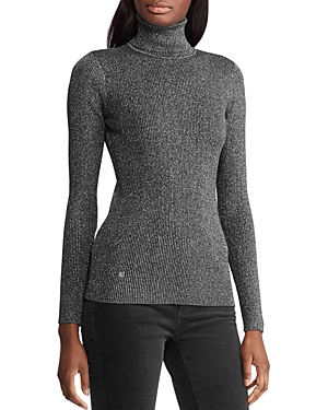 Ralph Lauren Lauren  Ribbed Turtleneck Sweater In Grey