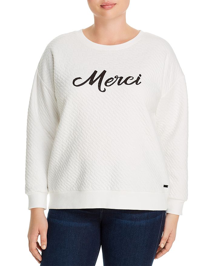 Marc New York Performance Plus Quilted Graphic Sweatshirt In Winter White Merci