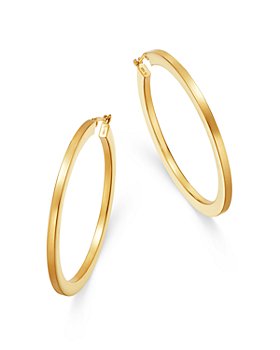 Moon & Meadow - Flattened Hoop Earrings in 14K Yellow Gold - 100% Exclusive