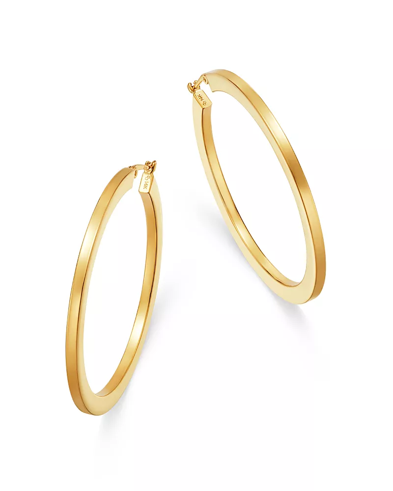Moon & Meadow Flattened Hoop Earrings in 14K Yellow Gold - Exclusive